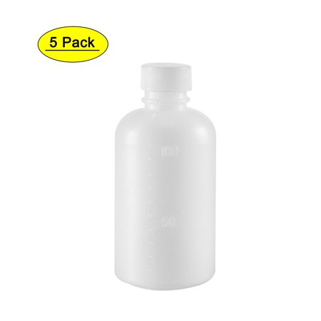 Uxcell Plastic 100ml/3.4 oz Small Mouth Reagent Bottle, 5 Pack