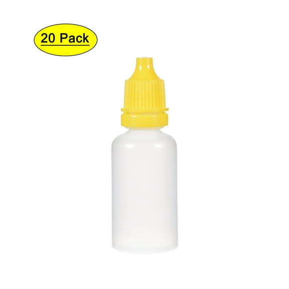 Uxcell Plastic 20ml/0.68 oz Small Mouth Drop Bottle Yellow, 20 Pack