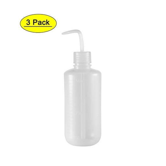 Uxcell Plastic 500ml/17 oz Narrow Mouth Wash Bottle, 3 Count