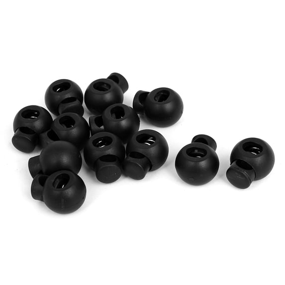 Uxcell Plastic Ball Shaped Spring Loaded Cord Lock Stopper Black 12 Pack