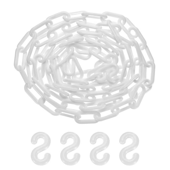 Uxcell Plastic Barriers Chain, 10Ft Length White Plastic Waterproof Safety Chain Link with S-Shaped Buckle Caution Barriers Link