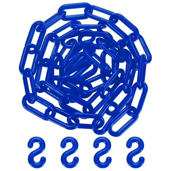 Uxcell Plastic Barriers Chain, 5Ft Length Blue Plastic Waterproof Safety Chain Link with S-Shaped Buckle Caution Barriers Link