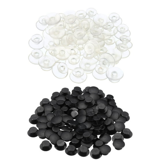 Uxcell Plastic Button Charm, 12 x 8mm Dia Button Accessories, Clear Black 100 Pack
