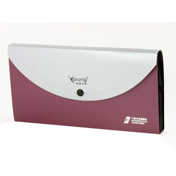 Uxcell Plastic Button Closure Dark Red Silver Tone 13 Sections Bills Holder File Folder