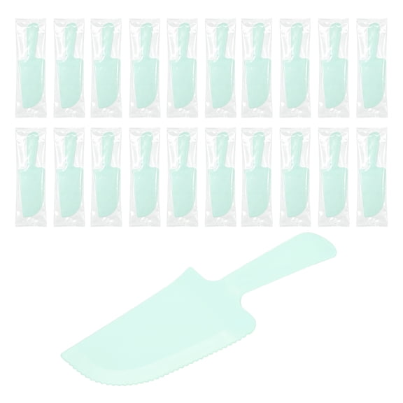 Uxcell Plastic Cake Server Cutting (18cm / 7.09") 20Pcs, Disposable Cake Cutter Pie Spatula Server Pizza Pastry Slicer Serving Utensils Individually Packaged - for Kitchen Wedding, Green
