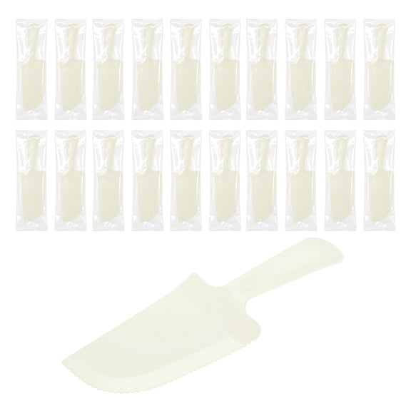 Uxcell Plastic Cake Server Cutting (18cm / 7.09") 20Pcs, Disposable Cake Cutter Pie Spatula Server Pizza Pastry Slicer Serving Utensils Individually Packaged - for Kitchen Wedding, White