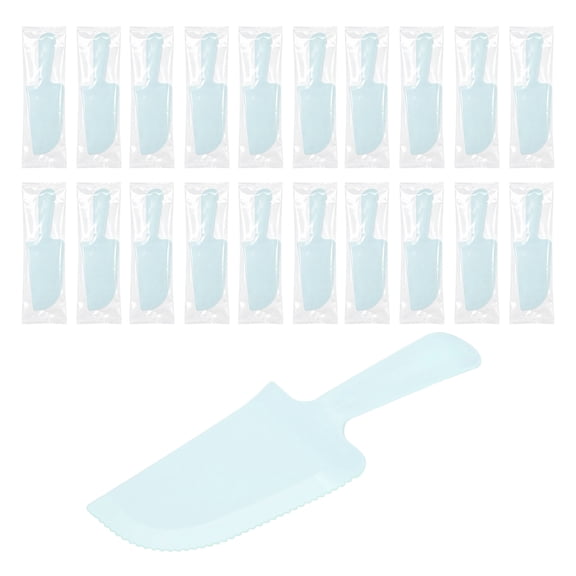Uxcell Plastic Cake Server Cutting (18cm / 7.09") 20Pcs, Disposable Cake Cutter Pie Spatula Server Pizza Pastry Slicer Serving Utensils Individually Packaged - for Kitchen Wedding, Blue