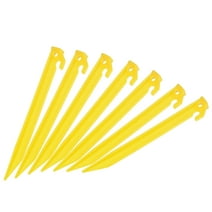 Uxcell Plastic Camping Tent Stakes Pegs with Hook Yellow 9.1" 24 Pack