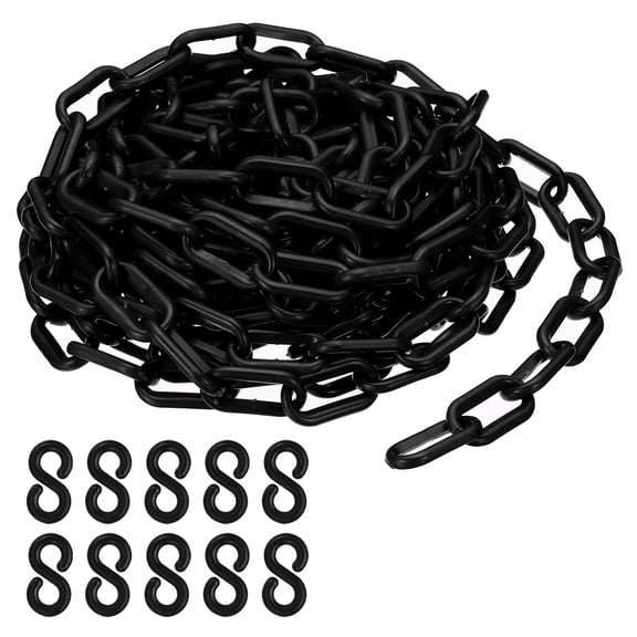 Uxcell Plastic Chain,25 FEET Safety Barrier Chain for Crowd Control, 1/4inch(6mm) Black
