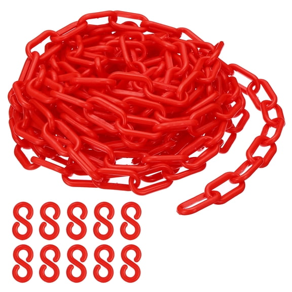 Uxcell Plastic Chain,25 FEET Safety Barrier Chain for Crowd Control, 1/4inch(6mm) Red