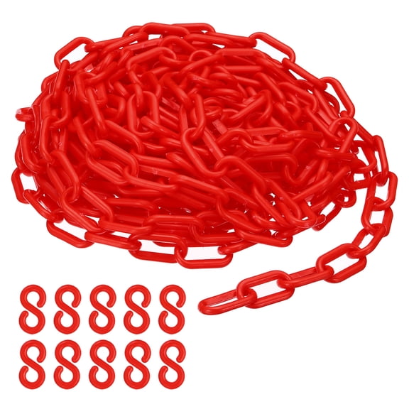 Uxcell Plastic Chain,32 FEET Safety Barrier Chain for Crowd Control, 1/4inch(6mm) Red