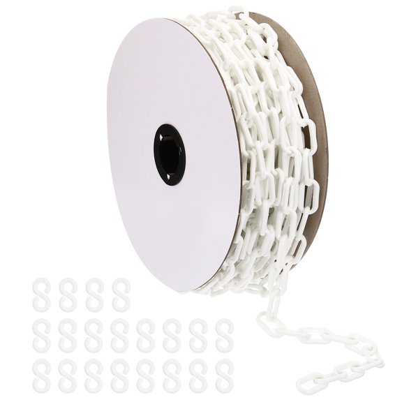 Uxcell Plastic Chain 82 Ft Safety Barrier Chain for Crowd Control 0.24" White
