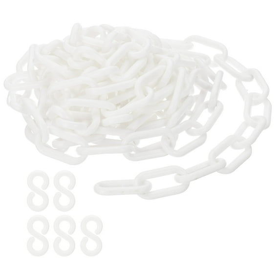 Uxcell Plastic Chain Links 10ft Safety Chains Chains Barriers 0.24" White
