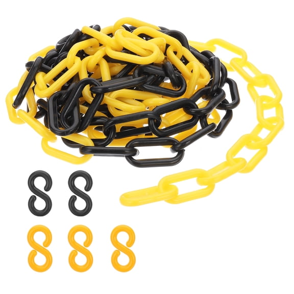 Uxcell Plastic Chain Links 10ft Safety Chains Chains Barriers 0.24" Yellow Black