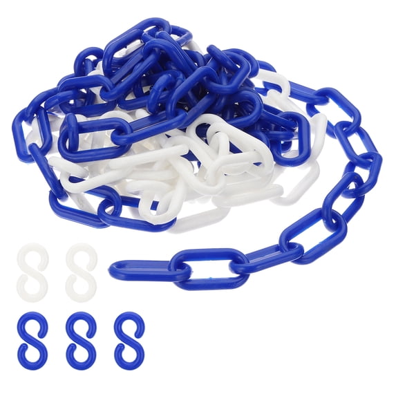 Uxcell Plastic Chain Links 10ft Safety Chains Chains Barriers 0.24" Blue White