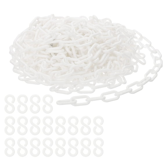 Uxcell Plastic Chain Links, 45 Feet Safety Chains, White Plastic Chains Large Plastic Chain Long for Barriers, Crowd Control, Queue Lines, Parking, Fences, Gate, Concerts