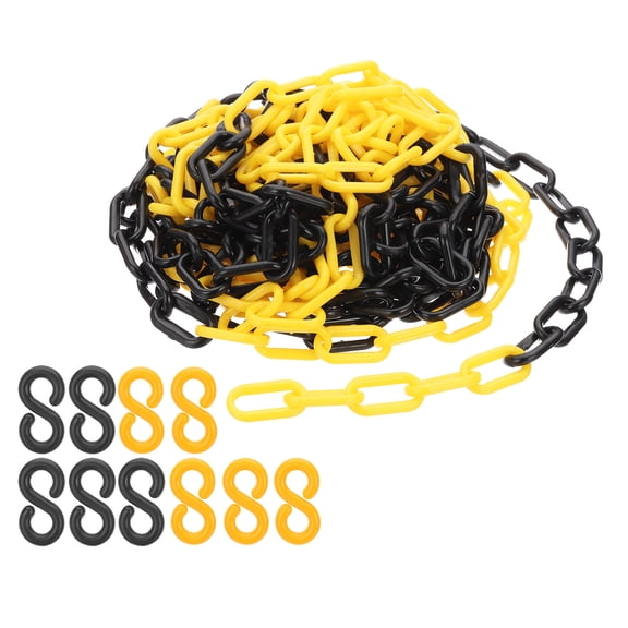 Uxcell Plastic Chain Links, 30 Feet Safety Chains, Yellow/Black Plastic Chains for Barriers, Crowd Control, Queue Lines, Parking, Fences, Gate, Concerts, and Decoration