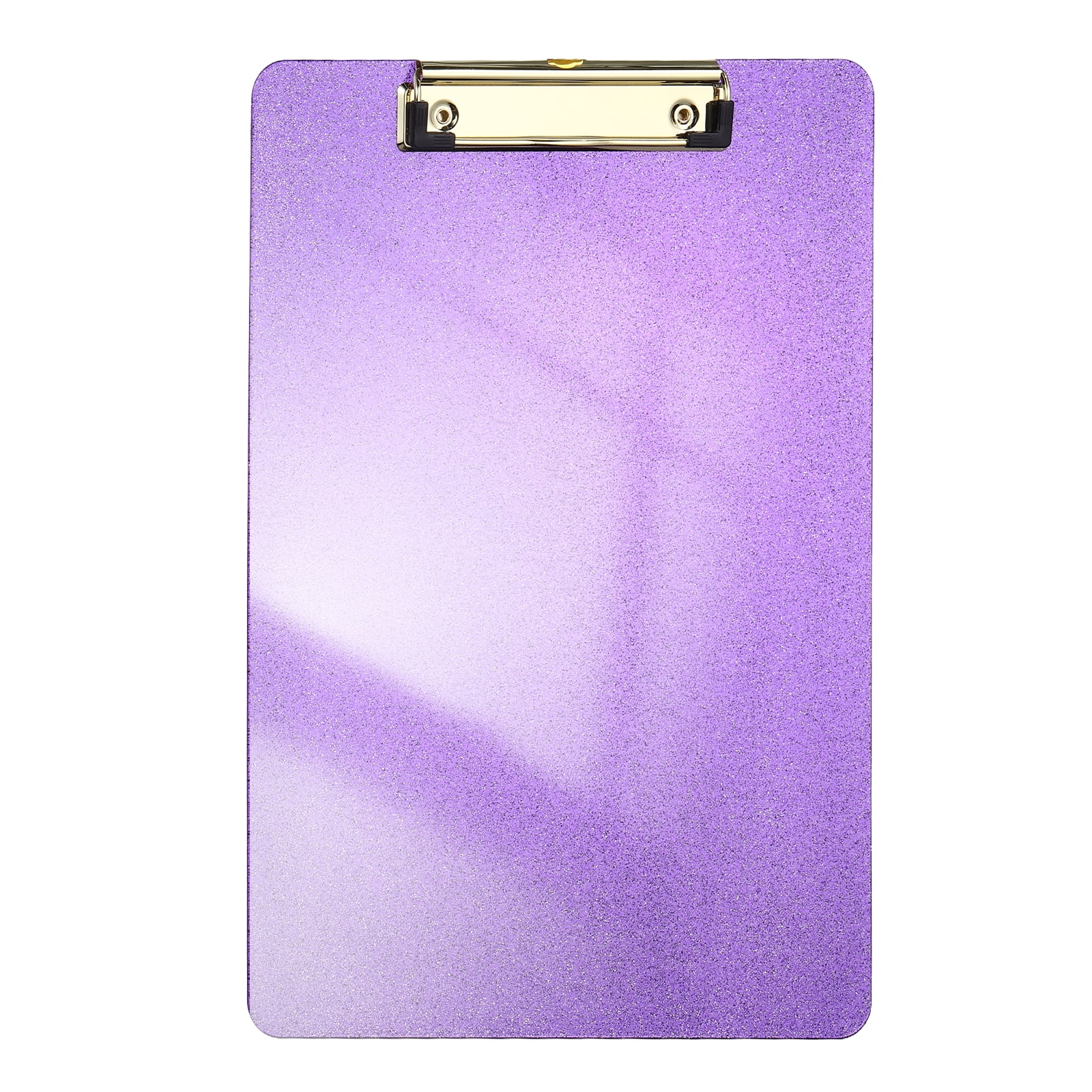 Uxcell Plastic Clip Boards, A4 Size Glitter Purple Stylish Clip Boards Glitter Design Cute Clipboards Office Supplies for Restaurant Shop Store Note Memo Card Sign Holder