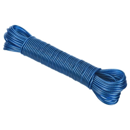 Uxcell Plastic Coated Clothesline, 1/8 inch x 66ft Steel Core Clothes Lines Wire Blue
