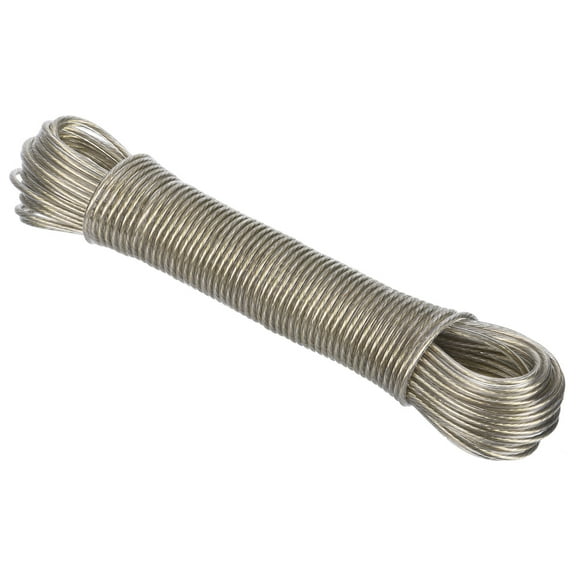 Uxcell Plastic Coated Clothesline, 1/8 inch x 66ft Steel Core Clothes Lines Wire Clear