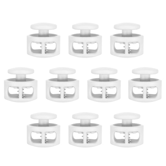 Uxcell Plastic Cord Lock, Double Hole Spring Cords Toggle Stopper Slider Stops Fastener End White