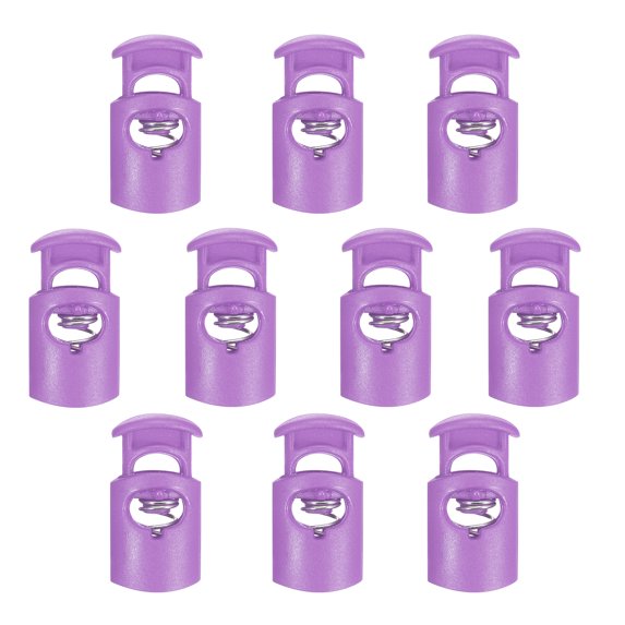 Uxcell Plastic Cord Lock, Single Hole Spring Toggle Stopper Adjustable Cord Stop Fastener End Purple