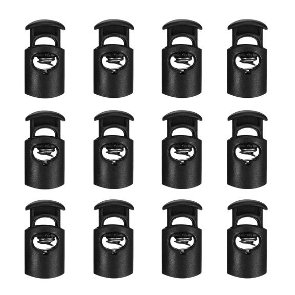Uxcell Plastic Cord Lock, Single Hole Spring Toggle Stopper Cord Stops Fastener Ends Black