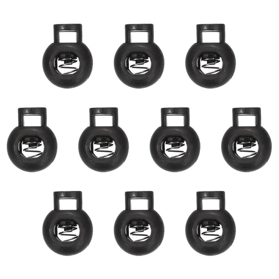 Uxcell Plastic Cord Lock, Single Hole Toggle Stopper Round Ball Shaped Adjustable Cord Stop Fastener Black