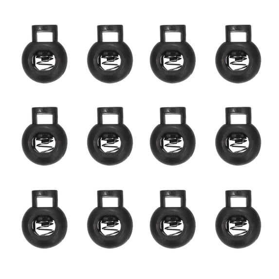 Uxcell Plastic Cord Locks, Single Hole Toggle Stopper Round Ball Shaped Adjustable Cord Stops Fastener Black