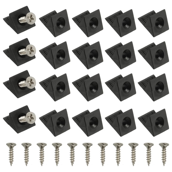 Uxcell Plastic Corner Braces, 100 Pcs Black L-Brackets Furniture Angle Code Bracket with Screws for Wood Shelf Closet Cabinet Drawers Support