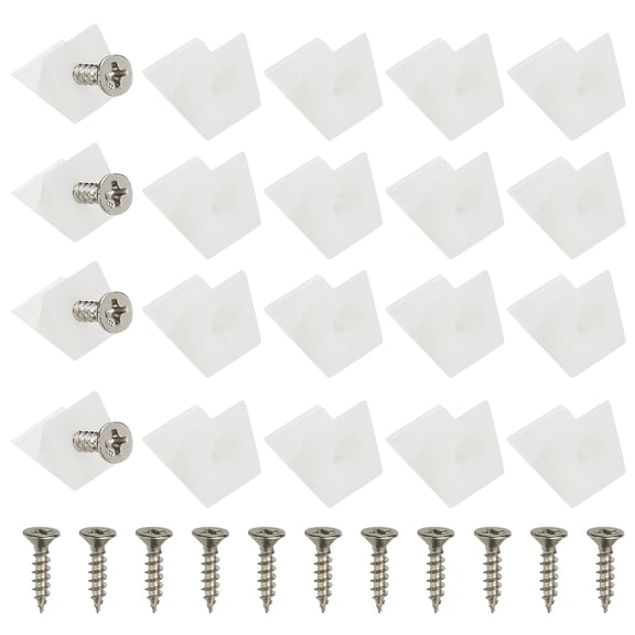 Uxcell Plastic Corner Braces, 100 Pcs White L-Brackets Furniture Angle Code Bracket with Screws for Wood Shelf Closet Cabinet Drawers Support