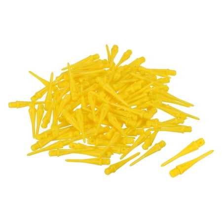 Uxcell Plastic Dart Tips, 100 Pack 2BA Thread Soft Dart Tips Plastic Tip, Yellow