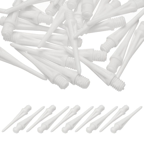 Uxcell Plastic Dart Tips, 2BA Thread Soft Tip Dart Points Replacement for Electronic Dartboard 50 Pack & White