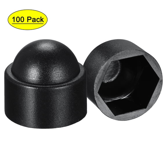 Uxcell Plastic Dome Nut Protection Cap Covers, M12 Nut Cover Black 100 Pack
