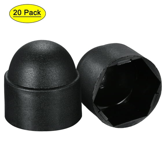 Uxcell Plastic Dome Nut Protection Cap Covers, M16 Nut Cover Black 20 Pack