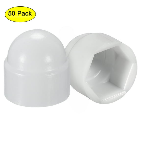 Uxcell Plastic Dome Nut Protection Cap Covers, M4 Nut Cover White 50 Pack