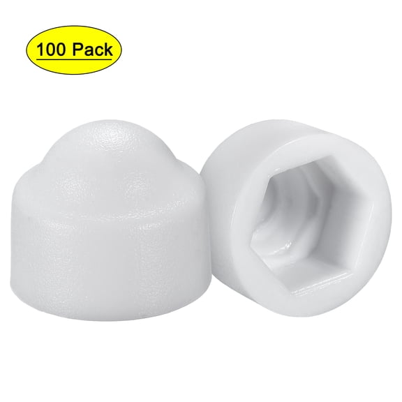 Uxcell Plastic Dome Nut Protection Cap Covers, M5 Nut Cover White 100 Pack