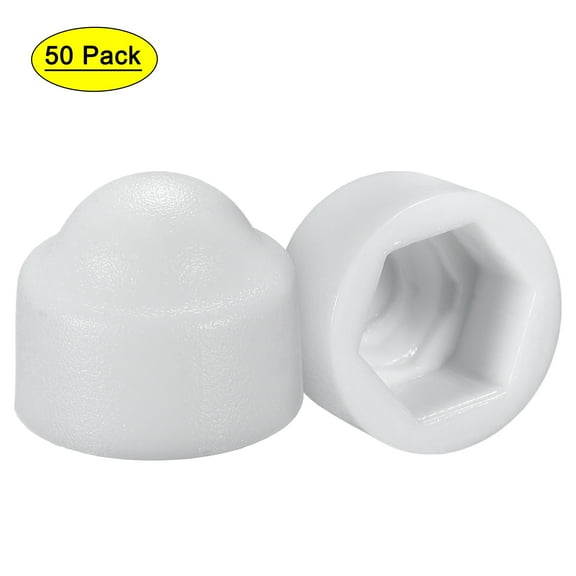 Uxcell Plastic Dome Nut Protection Cap Covers, M5 Nut Cover White 50 Pack