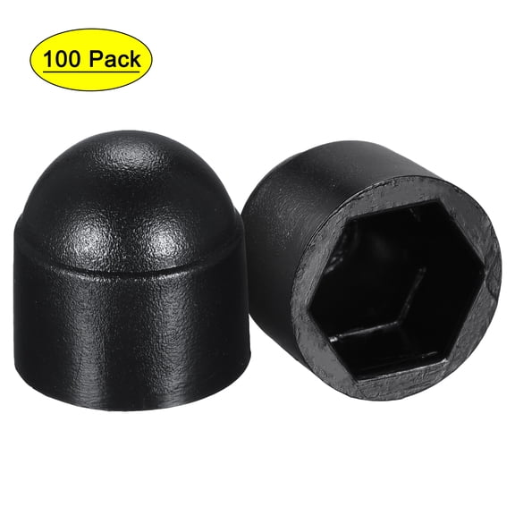 Uxcell Plastic Dome Nut Protection Cap Covers, M6 Nut Cover Black 100 Pack