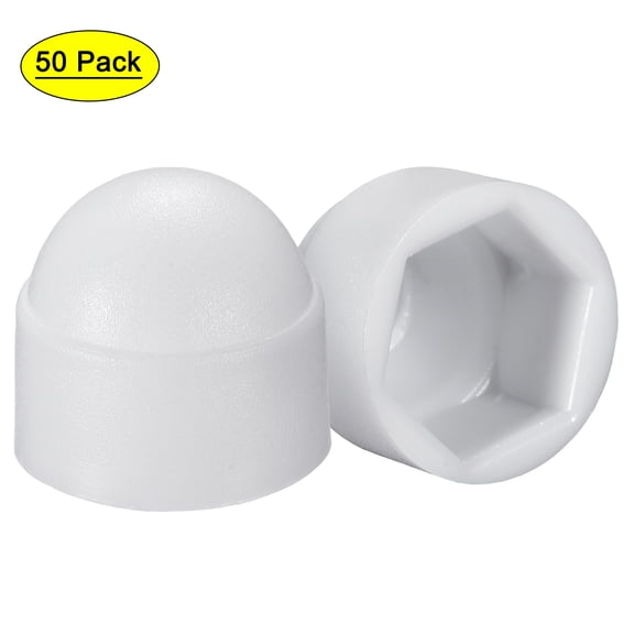 Uxcell Plastic Dome Nut Protection Cap Covers, M8 Nut Cover White 50 Pack