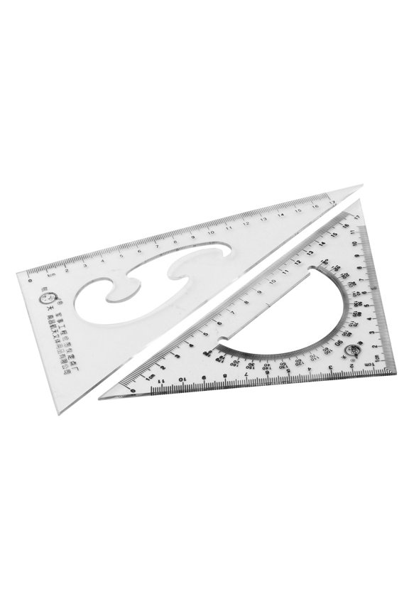 Plastic Drafting Drawing Right Angle Triangle Ruler Combo Protractor 2 in 1