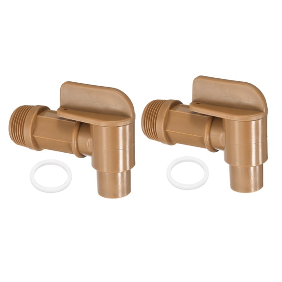 Uxcell Plastic Drum Faucet, (3/4" Male Thread Size, Brown) (2 Pcs) Barrel Spigot Replacement Manual Handle Drum Faucet Tap for 15/30/55 Gallon Oil Water Container
