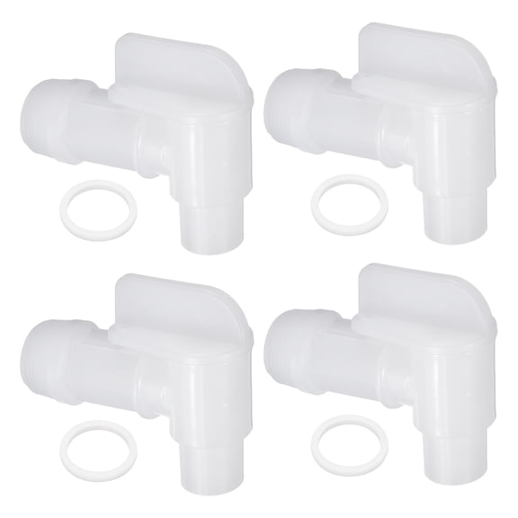 Uxcell Plastic Drum Faucet, (3/4" Male Thread Size, White) (4 Pcs) Barrel Spigot Replacement Manual Handle Drum Faucet Tap for 15/30/55 Gallon Oil Water Container