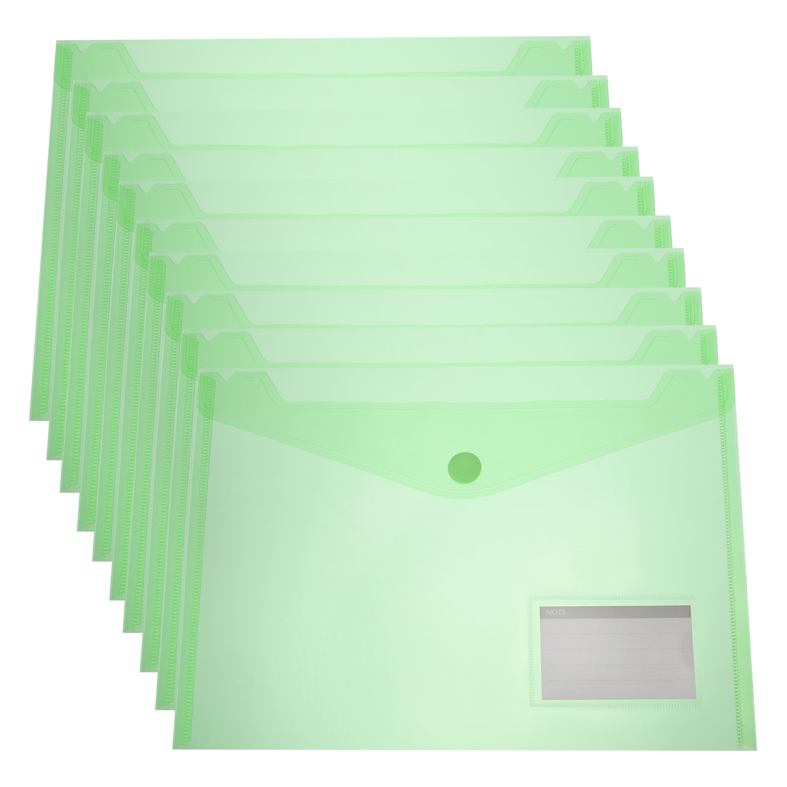 Uxcell Plastic Envelopes Folder, 15Pcs A4 Letter Size with Label Pocket File Bag Green