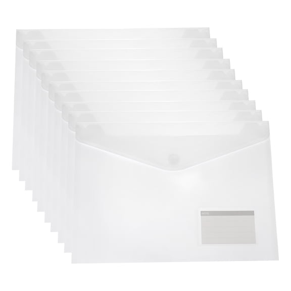 Uxcell Plastic Envelopes Folder, 25Pcs A4 Letter Size with Label Pocket File Bag White