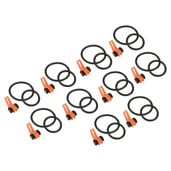 Uxcell 0.63 x 0.37 x 0.35 inch Plastic Fishing Hook Keeper Holder with 2 Size Rubber Rings Orange 10 Pack