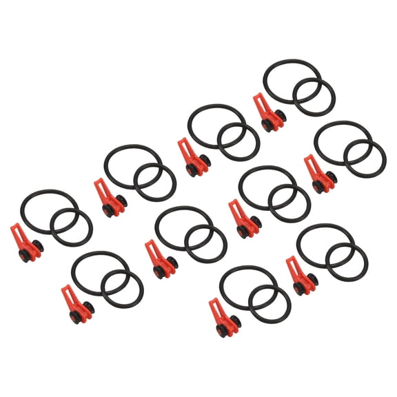 Uxcell 0.63 x 0.37 x 0.35 inch Plastic Fishing Hook Keeper Holder with 2 Size Rubber Rings Red 10 Pack