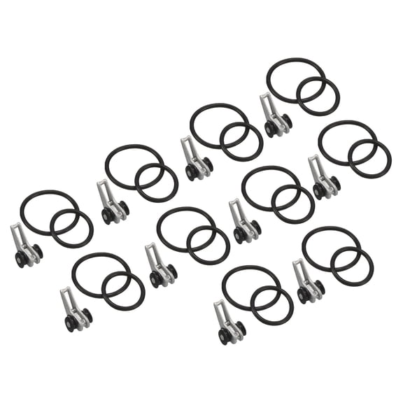 Uxcell 0.63 x 0.37 x 0.35 inch Plastic Fishing Hook Keeper Holder with 2 Size Rubber Rings Silver Tone 10 Pack