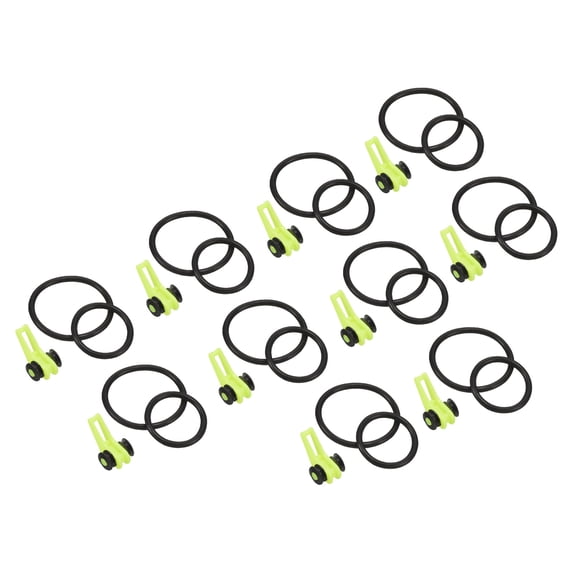 Uxcell 0.63 x 0.37 x 0.35 inch Plastic Fishing Hook Keeper Holder with 2 Size Rubber Rings Yellow 10 Pack