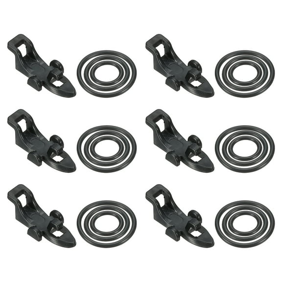 Uxcell Plastic Fishing Hook Keeper Holder with 3 Size Rubber Rings, Black 6 Pack